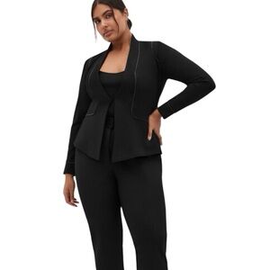 City Chic Piping Praise Jacket Black Blazer Sz S / 16